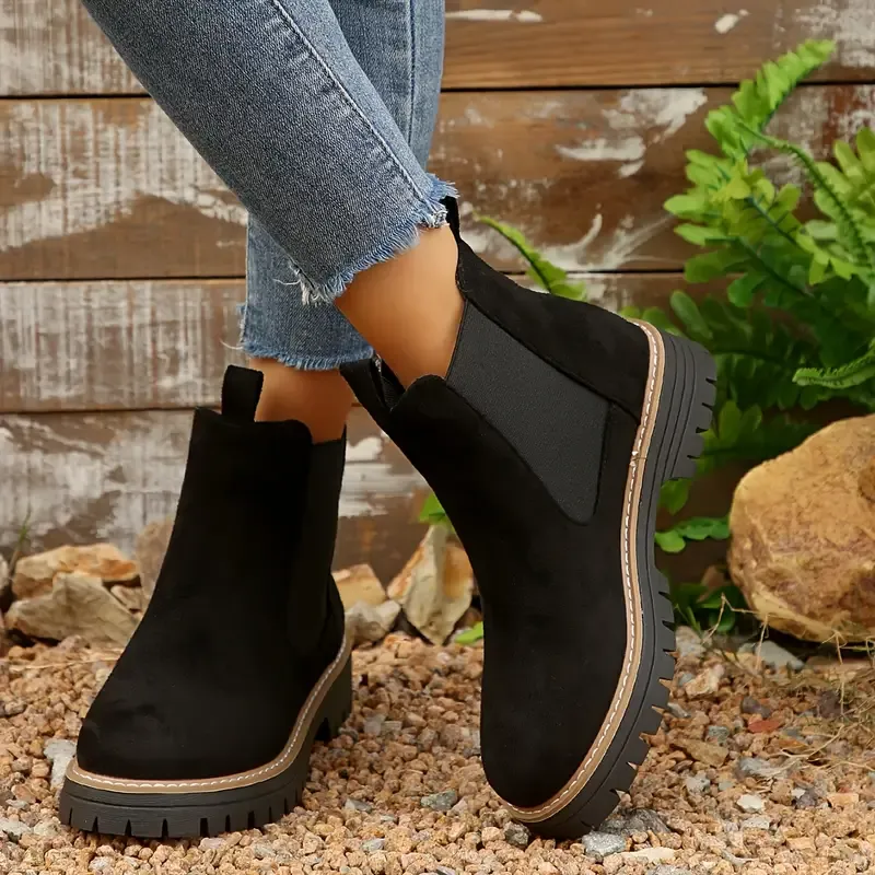 Women's Fashion Arch Support Slip-Resistant Chunky Heel Ankle Boots for Winter & Fall 