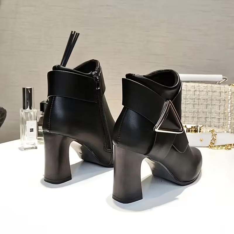 Women's Elegant & Stylish Side Zipper Chunky Heel Ankle Boots