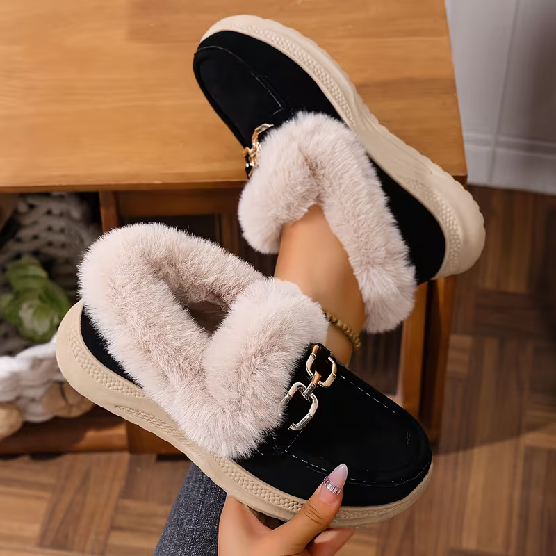 Women's Versatile Snow Sports Shoes Thick-Soled Height-Increasing Slip-On Loafers
