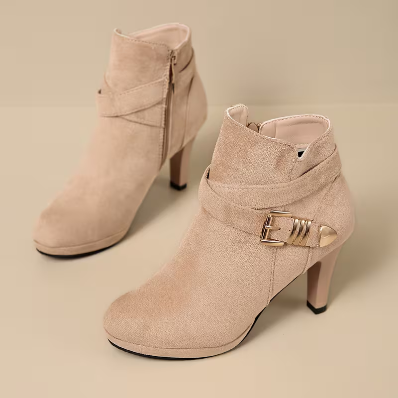 Women's High Quality Side Zipper High-Heeled Ankle Boots