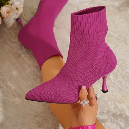 Women's Elegant Knitted High-Heel Ankle Boot