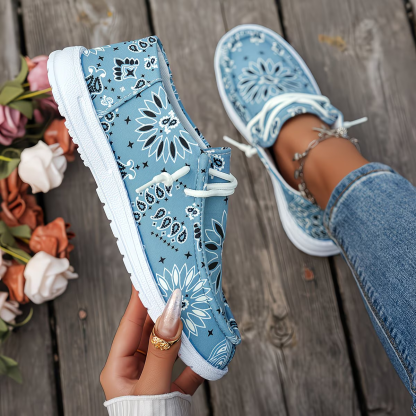 Women's Fashion & Lightweight Geometric Floral Pattern Slip-On Loafers