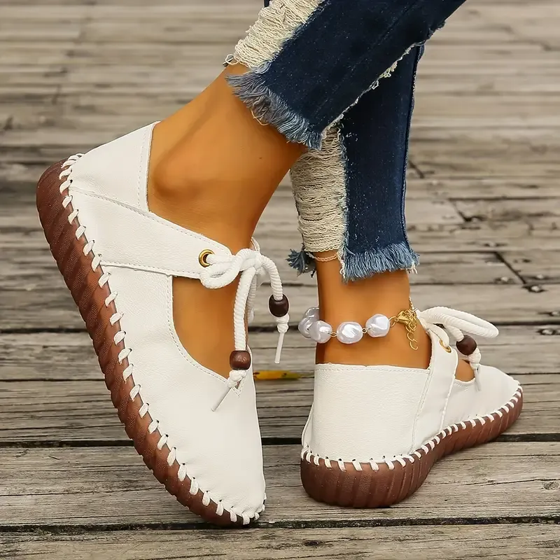  Women's Elegant Comfortable Lace-Up Versatile Shoes Nurse Work Flats