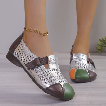 Women's Retro Elegant Comfortable  Hollow-Out Flat Shoes Slip-on Shoes