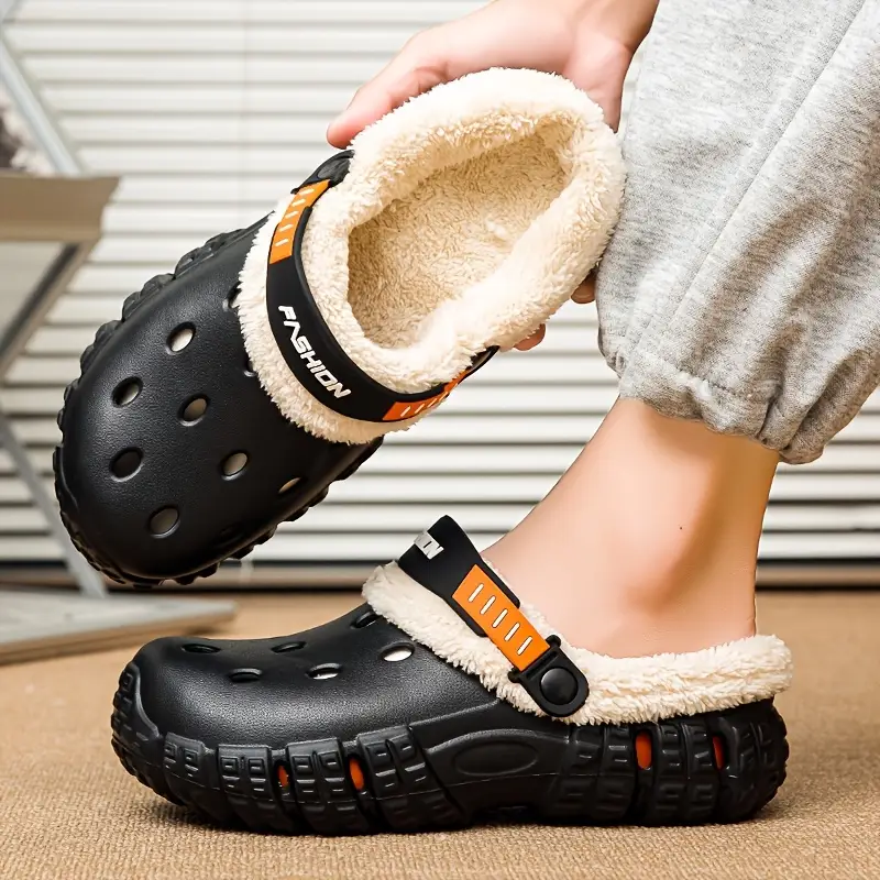 Men and Women Winter Removable Fleece-Lined Non-Slip Slip-On Slippers for Snow & Cold Weather