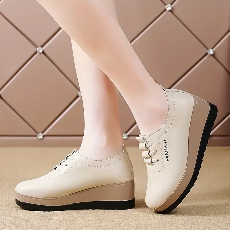 Women's Lightweight & Versatile Wedge Heel Leather Shoes