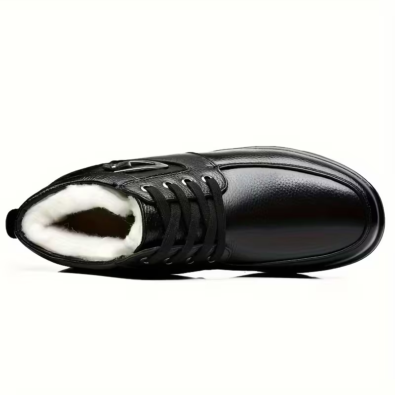 Men's Plus Velvet Warm Genuine Leathe Wear-resistant Anti-slip Winter Shoes