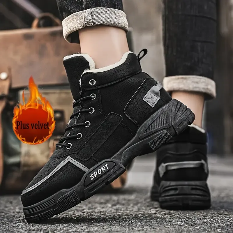 Men's Thermal Insulated Cushioned Insole & Non-Slip Winter Snow Boots for Outdoor Hiking, Casual & Daily Wear