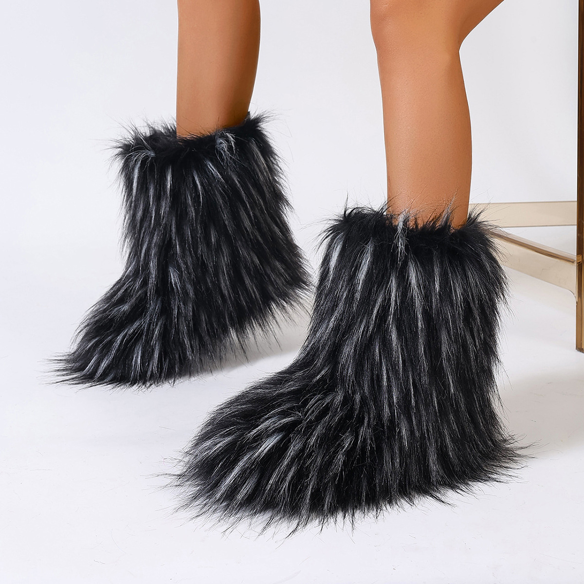 Women's Trendy Snow Boots, Fashion Faux Fur Mid Calf Boots, Women's Comfortable Boots