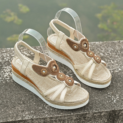 Women's Fashion Rhinestone Platform Wedge Sandals Beach Sandals