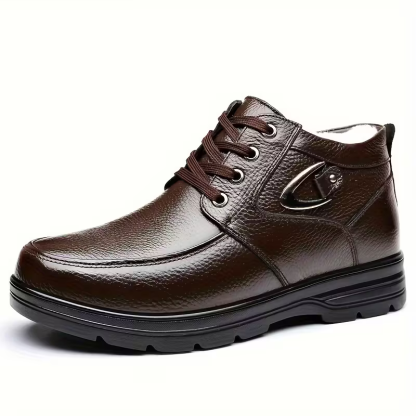 Men's Plus Velvet Warm Genuine Leathe Wear-resistant Anti-slip Winter Shoes