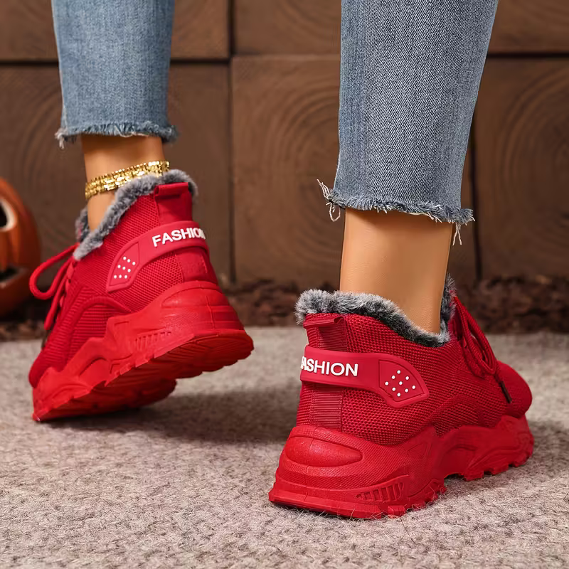 Women's Winter Warm Slip-Resistant Plush Lining Slip-On Sneakers/Running Boots