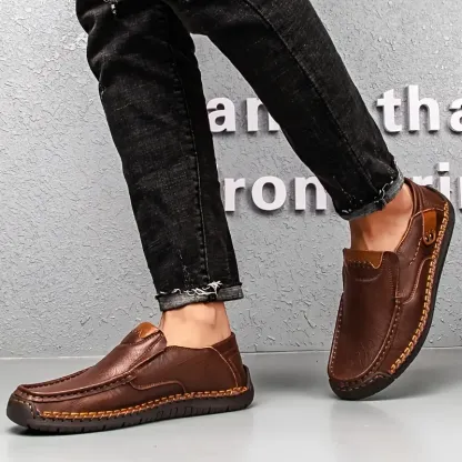 Men's Fashion and Lightweight Casual Hand Stitching Leather Shoes