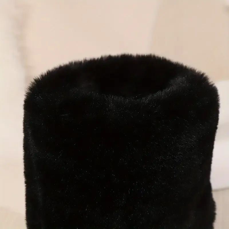 Women's Cozy Fluffy Slip-on Mid-Calf Boots 