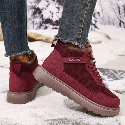 Women's Cozy Leopard Print Thick-Soled Winter Warm Plush Ankle Boots Outdoor Shoes for Home, Office, Casual 
