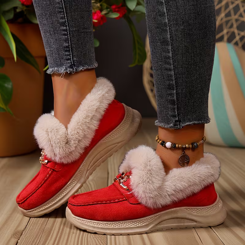 Women's Versatile Snow Sports Shoes Thick-Soled Height-Increasing Slip-On Loafers