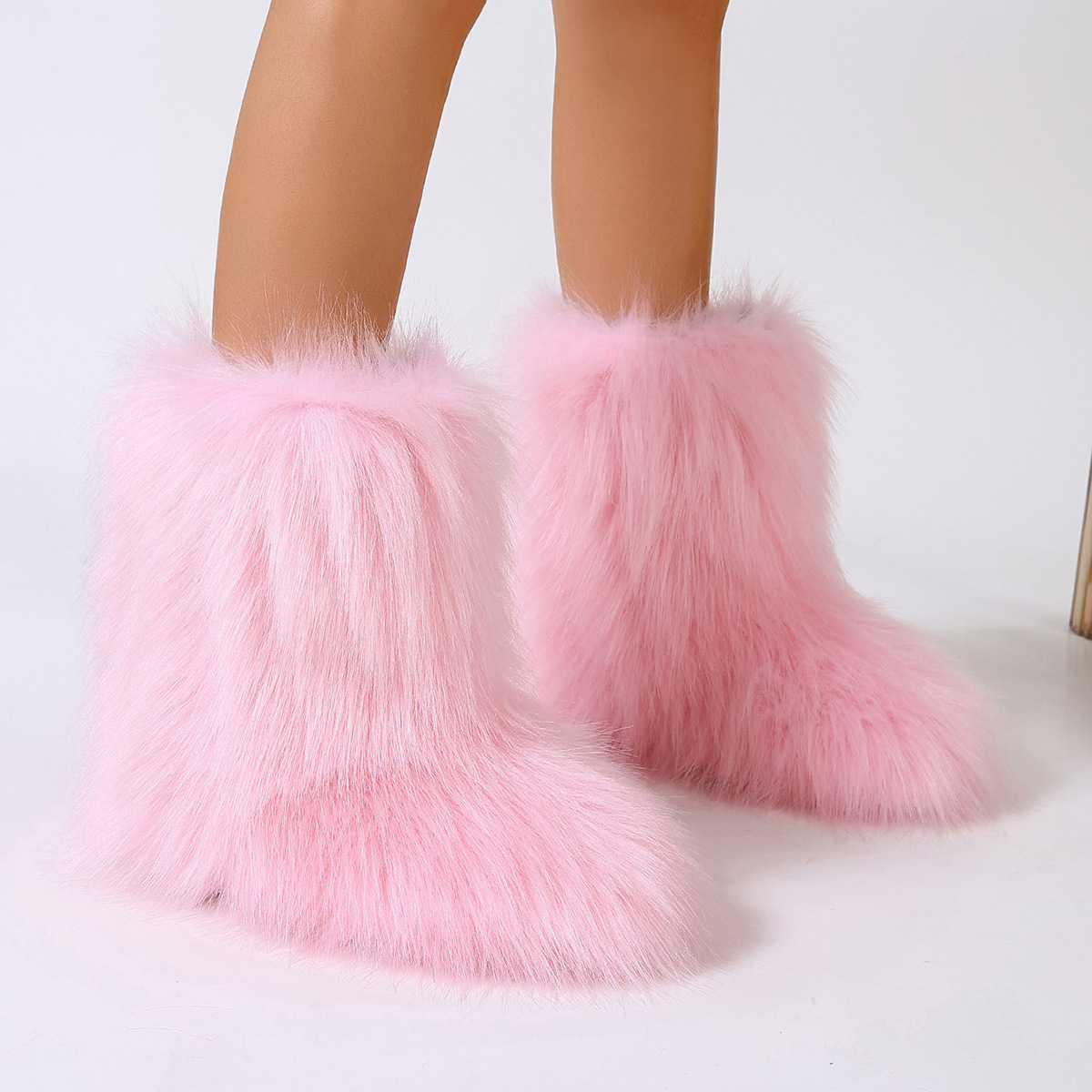 Women's Trendy Snow Boots, Fashion Faux Fur Mid Calf Boots, Women's Comfortable Boots