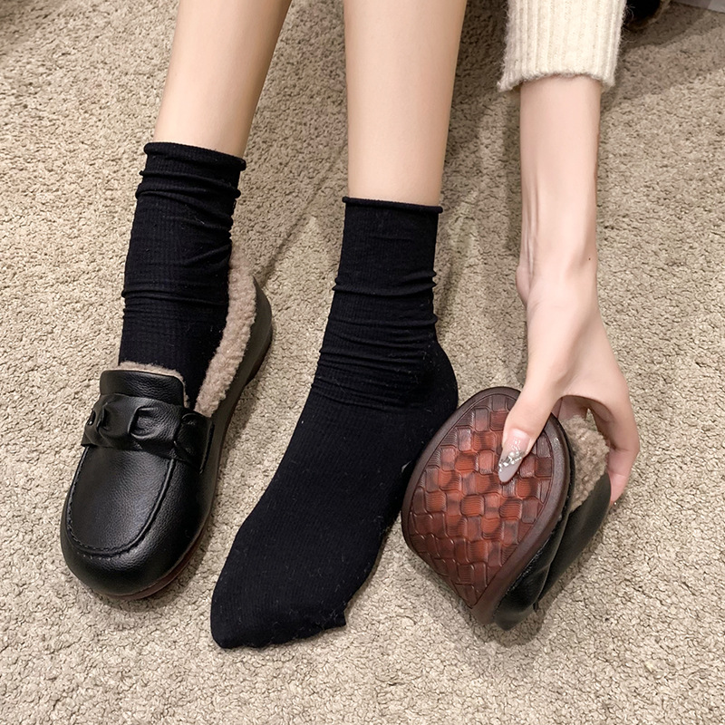 Women's Comfortable and Warm Leather Flat Shoes
