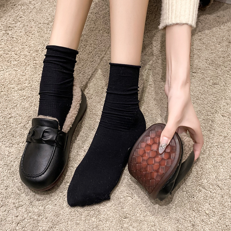 Women's Comfortable and Warm Leather Flat Shoes