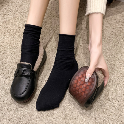 Women's Comfortable and Warm Leather Flat Shoes