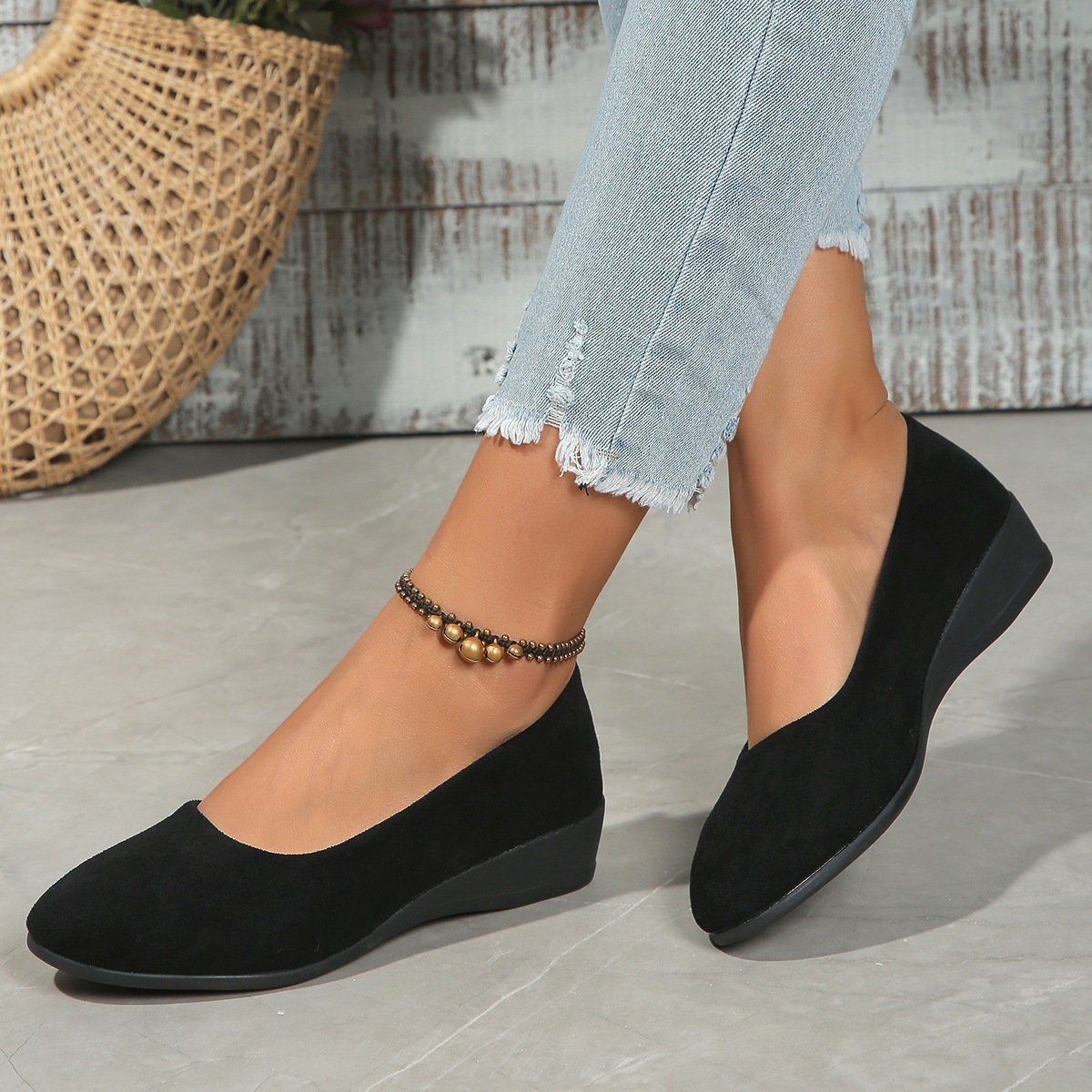 Women's Comfortable Slip‑On Wedge Shoes 