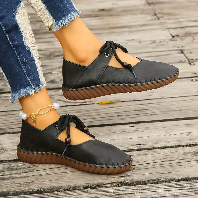  Women's Elegant Comfortable Lace-Up Versatile Shoes Nurse Work Flats