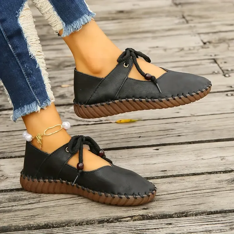  Women's Elegant Comfortable Lace-Up Versatile Shoes Nurse Work Flats