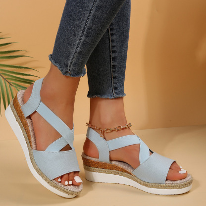 Women's Classic Crisscross Elastic Wedge Sandals