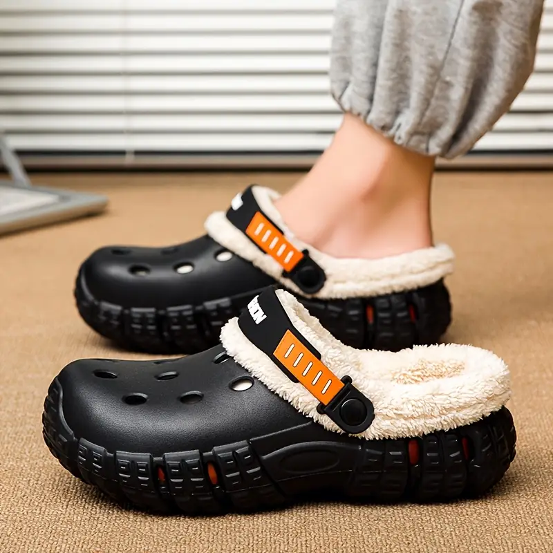 Men and Women Winter Removable Fleece-Lined Non-Slip Slip-On Slippers for Snow & Cold Weather