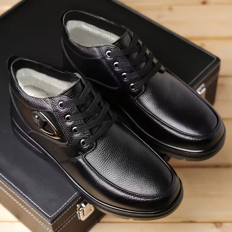 Men's Plus Velvet Warm Genuine Leathe Wear-resistant Anti-slip Winter Shoes