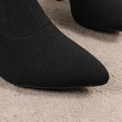 Women's Comfy Chunky Heel Solid Color Knitted Boots