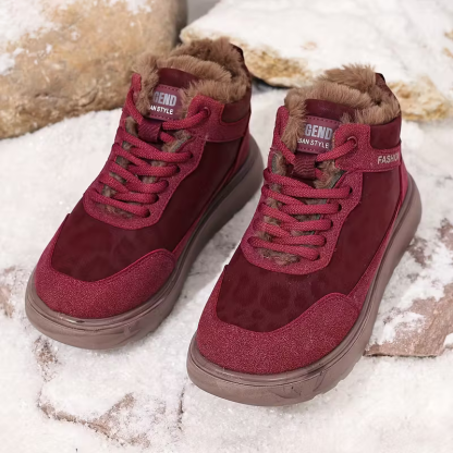 Women's Cozy Leopard Print Thick-Soled Winter Warm Plush Ankle Boots Outdoor Shoes for Home, Office, Casual 