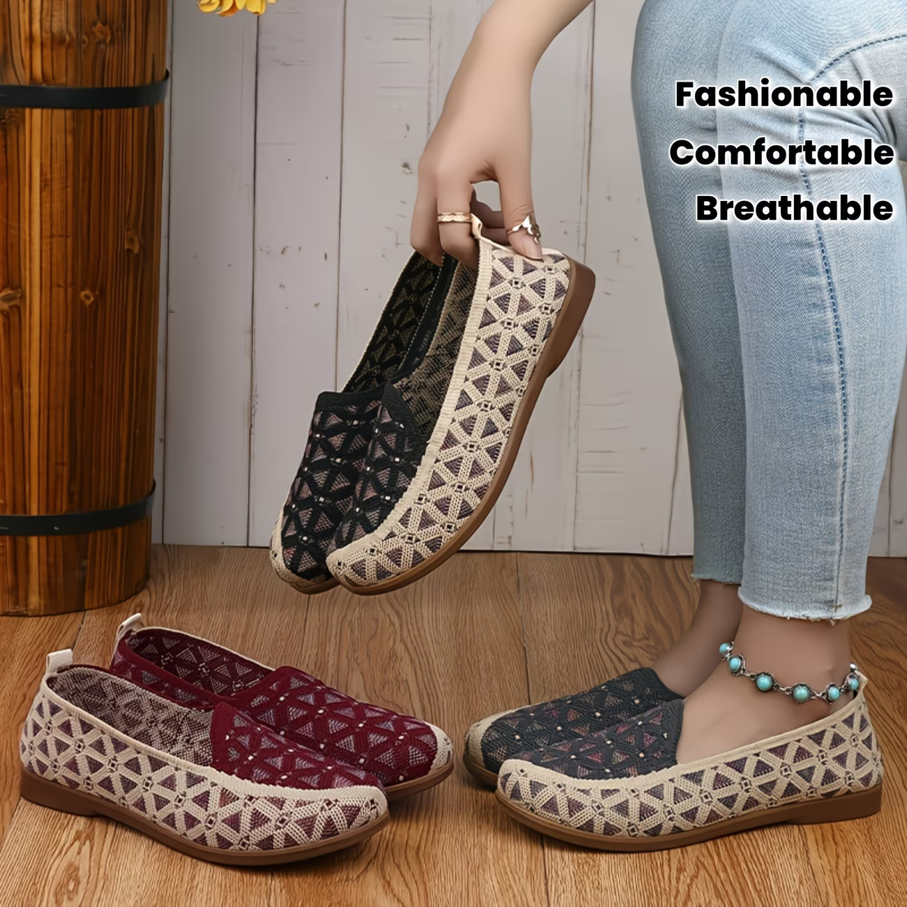 Women's Soft & Breathable Hollow Design Slip-On Shoes Lace Loafers