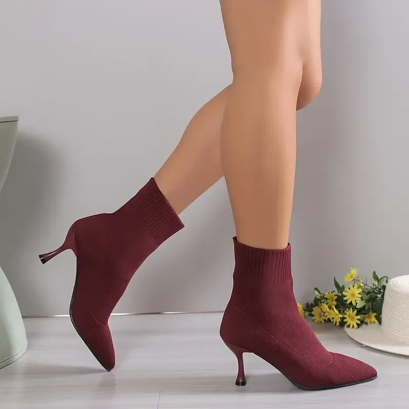 Women's Elegant Knitted High-Heel Ankle Boot