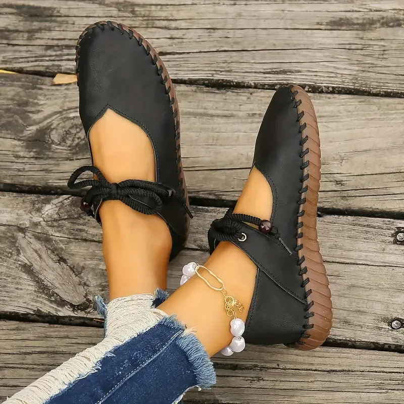  Women's Elegant Comfortable Lace-Up Versatile Shoes Nurse Work Flats