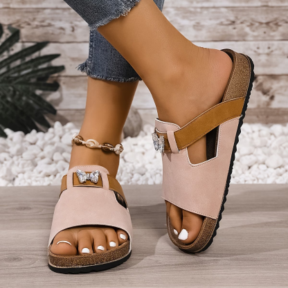 Women's Retro Butterfly Decorated Slip-On Thick-Soled Sandals Beach Slides