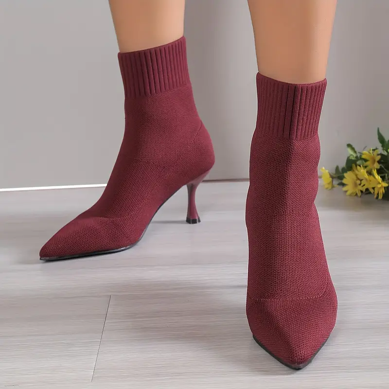 Women's Elegant Knitted High-Heel Ankle Boot