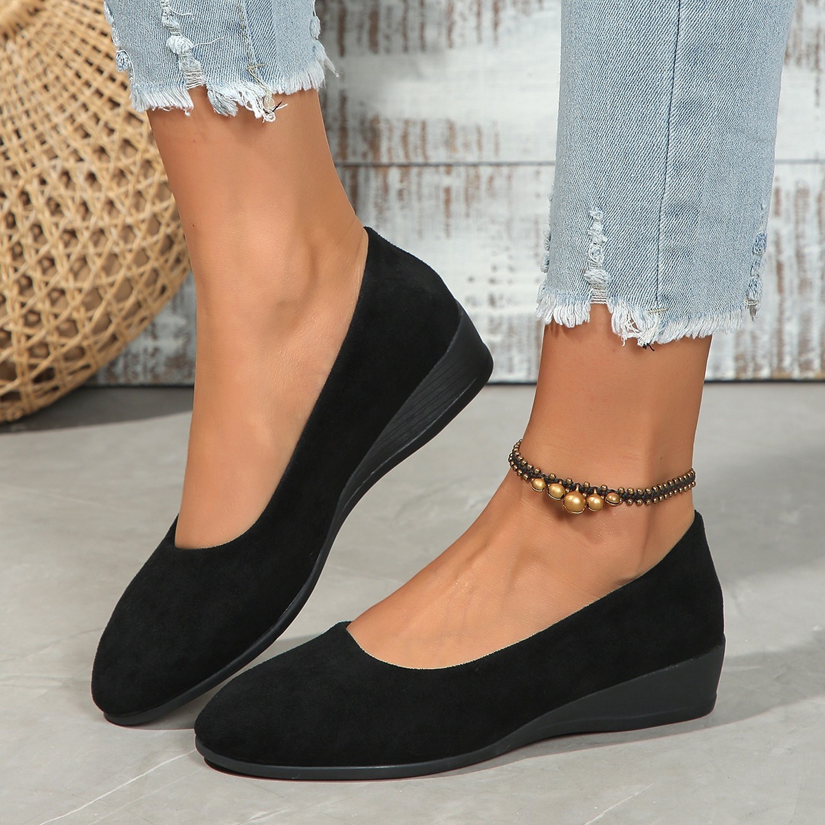 Women's Comfortable Slip‑On Wedge Shoes 