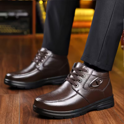 Men's Plus Velvet Warm Genuine Leathe Wear-resistant Anti-slip Winter Shoes