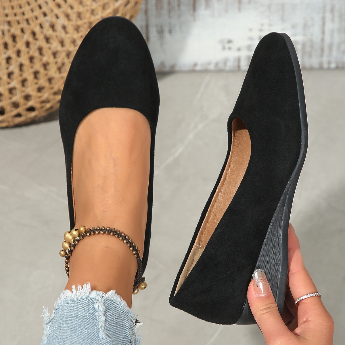 Women's Comfortable Slip‑On Wedge Shoes 
