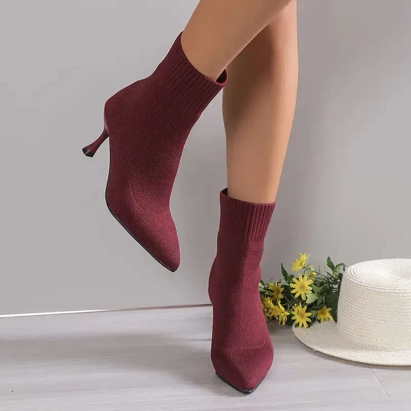 Women's Elegant Knitted High-Heel Ankle Boot