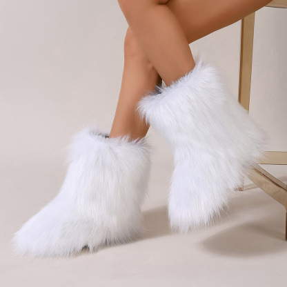 Women's Trendy Snow Boots, Fashion Faux Fur Mid Calf Boots, Women's Comfortable Boots