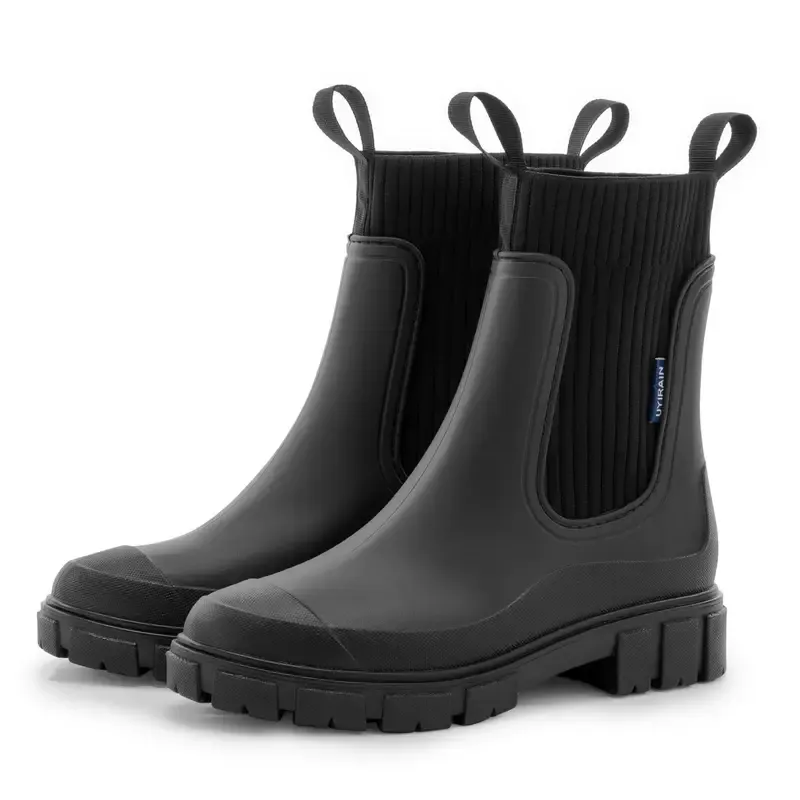 Women's Comfortable and Slip-Resistant Chelsea Rain Boots Versatile Outdoor Footwear