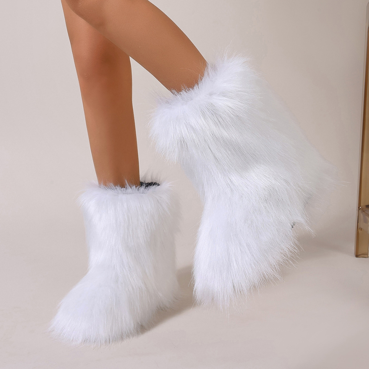 Women's Trendy Snow Boots, Fashion Faux Fur Mid Calf Boots, Women's Comfortable Boots