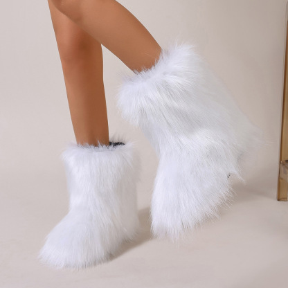 Women's Trendy Snow Boots, Fashion Faux Fur Mid Calf Boots, Women's Comfortable Boots