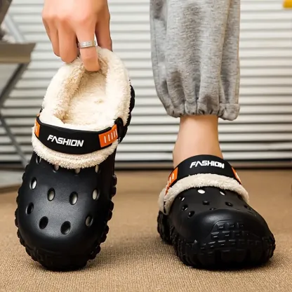 Men and Women Winter Removable Fleece-Lined Non-Slip Slip-On Slippers for Snow & Cold Weather