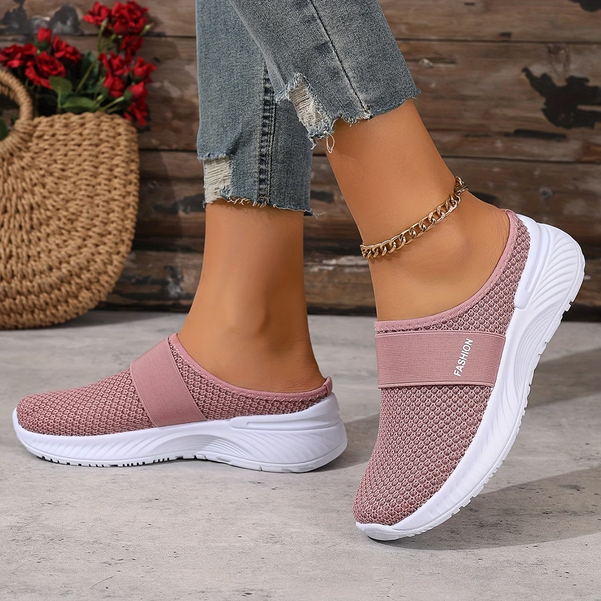 Women's Comfortable Breathable Slip-On Sneakers Sandals for Travel & Summer Outings