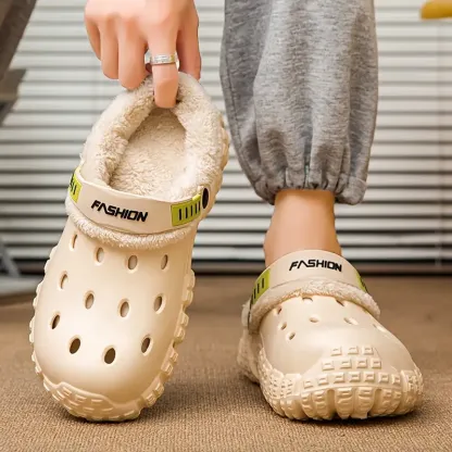 Men and Women Winter Removable Fleece-Lined Non-Slip Slip-On Slippers for Snow & Cold Weather