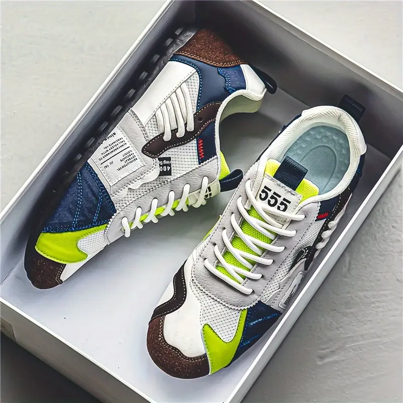 Men's Stylish Contrasting Designs Breathable Comfortable Non-Slip Sneakers 