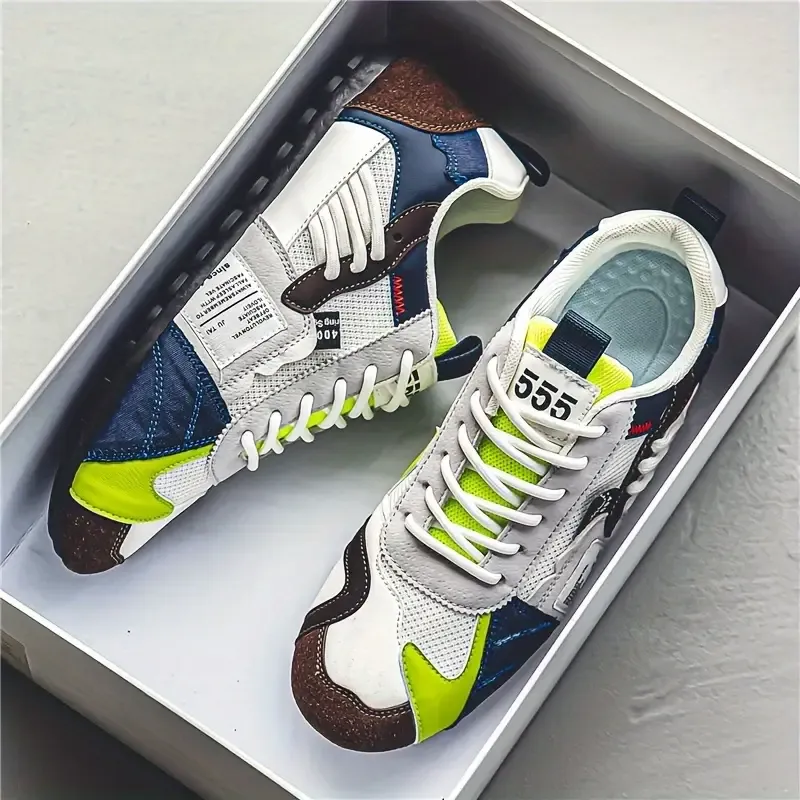 Men's Stylish Contrasting Designs Breathable Comfortable Non-Slip Sneakers 